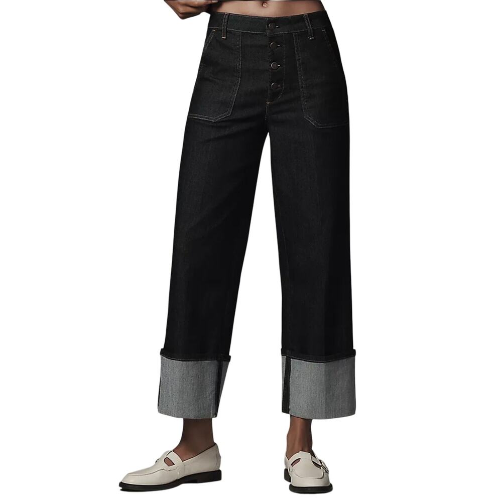 ANTHROPOLOGIE PILCRO Women’s Utility Cuff High-Rise Straight-Leg Jean